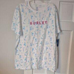 Hurley White and Blue Short Sleeve Tee
